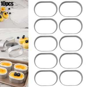 10pcs Aluminum Semi-cooked Cheese Mold Pastry Oval Cup Cake Dessert Baking Molds 6.4*4.2*2.3cm Cake Tools Kitchen Accessories