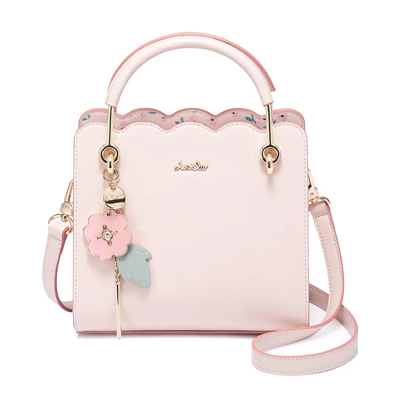 Женская сумка из искусственной кожи Just Star розовая сумочка с цветочной кисточкой