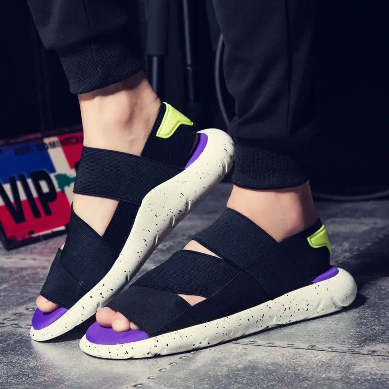 

New Summer Men Sandals Fashion Stretch Fabric Lovers Sandals Student Thick Bottom Non-slip Beach Shoes Casual Flip-flops 36-45