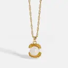Трендовое круглое жемчужное открытое ожерелье с подвеской в виде ракушки для женщин и девочек, летнее выходное витое ожерелье с цепочкой из Сингапура