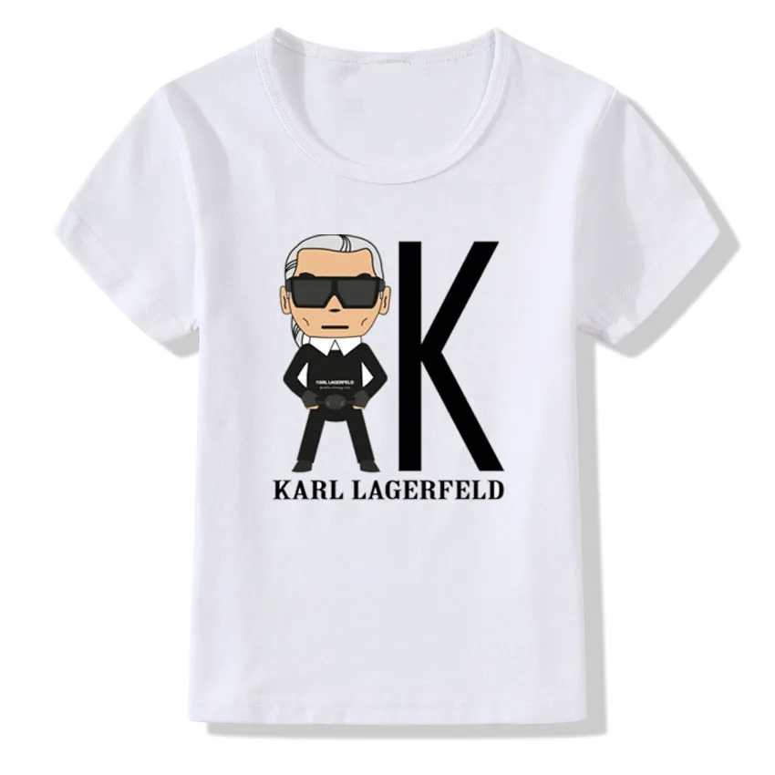 Новая летняя футболка с рисунком Карла Lagerfeld футболки для мальчиков детские топы