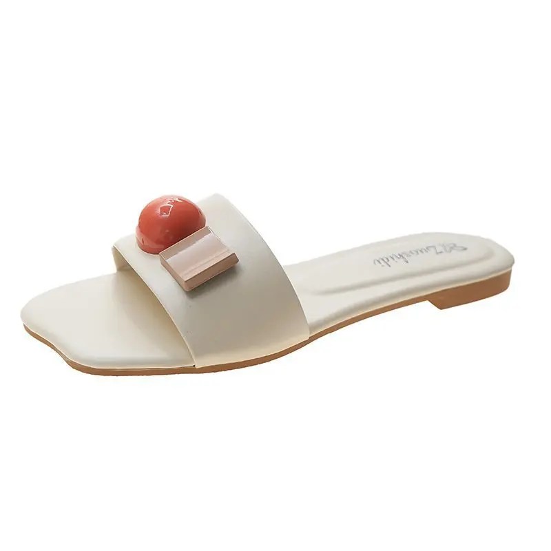 

Женские босоножки с пряжкой, сандалии карамельных цветов в Корейском стиле, однослойная обувь на плоской подошве, Новинка лета 2021