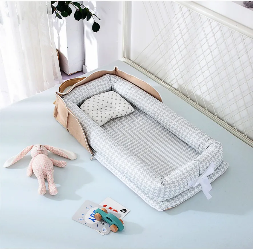 Портативная кроватка-гнездо с подушкой, хлопок, для новорожденных, детская кровать для путешествий, бампер от AliExpress WW