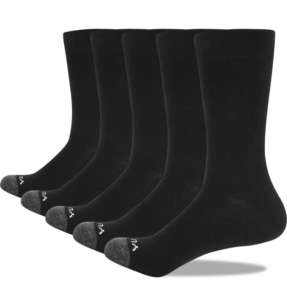 

YUEDGE Brand High Quality Men's Deodorant Breathable Combed Cotton Black Crew Dress Socks Work Socks 5 Pair 38-47 EU