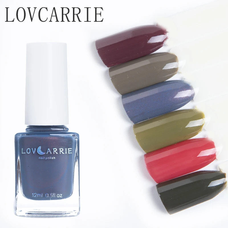 

LOVCARRIE Traditional Nail Polish Lacquer Grey Red Color Long Wear Soak Off Manicure Paint Lacker for DIY Nail Art Decorations