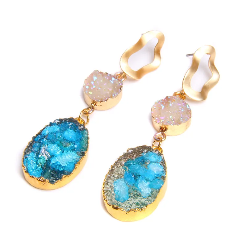 Корейские длинные серьги капельки с драгоценным камнем|Серьги-подвески| |