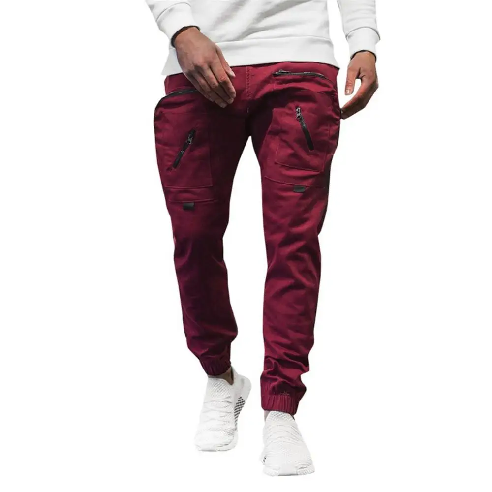 

70% Hot Sale Men Multi-Pocket Jogger Cargo Sweatpants Ankle Tied Sportswear Pants Trousers