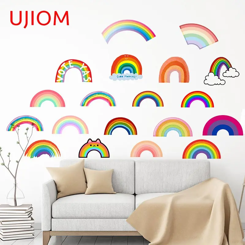 

UJIOM Cartoon Wall Stickers Funny Rainbow Graphics Decals Waterproof Home Decoration Accessories for Living Room Furniture