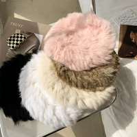 fashion hats for women autumn winter hats 70 rabbit fur hairy keep warm windproof cap female beret hats painter hat new 2021
