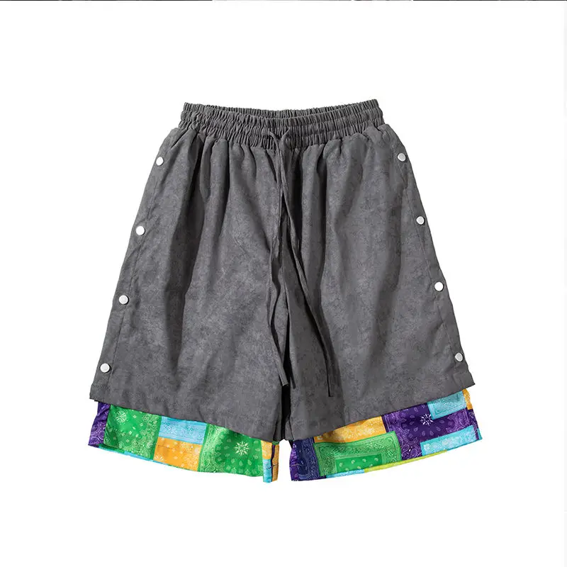 

2020High Street Ins Tide Brand Splicing Casual Shorts Men's Summer Korean Version of The Trend of Hip-Hop Loose Wide-Leg Pants