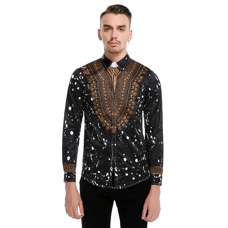 Мужская повседневная приталенная рубашка s 2019 мужская в горошек с длинным