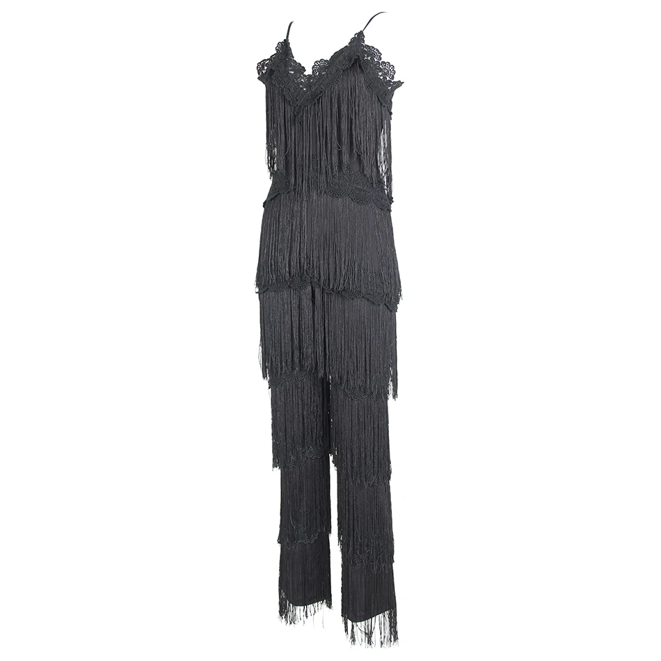 Подиумные 2020 новые знаменитости Jumsuit черные ремешки без рукавов комбинезоны с