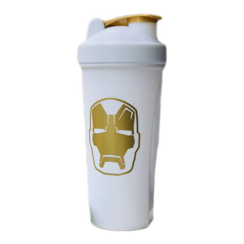 iron 600 ML Super Heroes шейкер бутылка с венчиком мяч Спорт Тренажерный зал сывороточный протеин порошок для Смешивания Бутылка Фитнес бутылка для воды BPA - Цвет: iron
