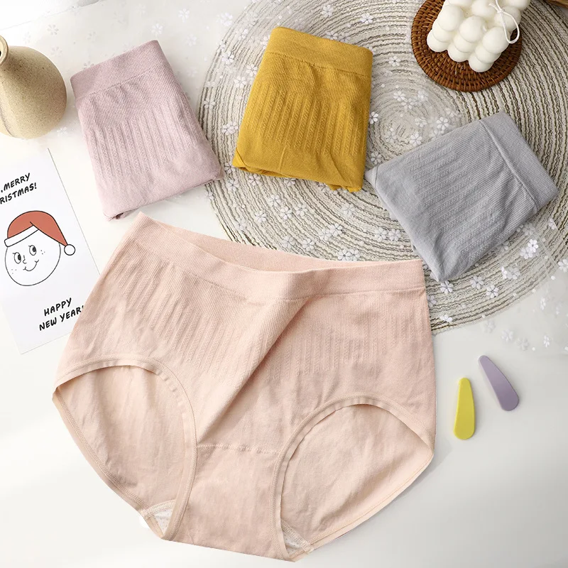 

Summer Casual Underwear Women Japanese Candy Color Antibacterial Bottom Crotch Seamless Ladies Mid Waist Briefs Fashion Panties