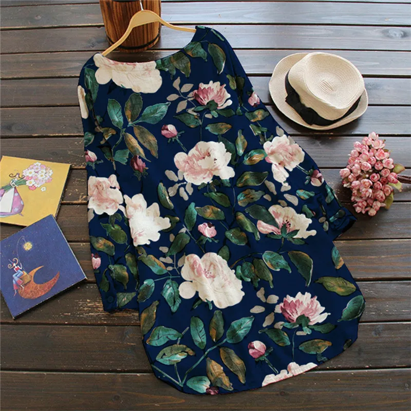 

Summer Dress 2021 Women Adjustable Sleeve Flower Printed Long Top Loose Vestidos Beach Mini Dress Plus Size