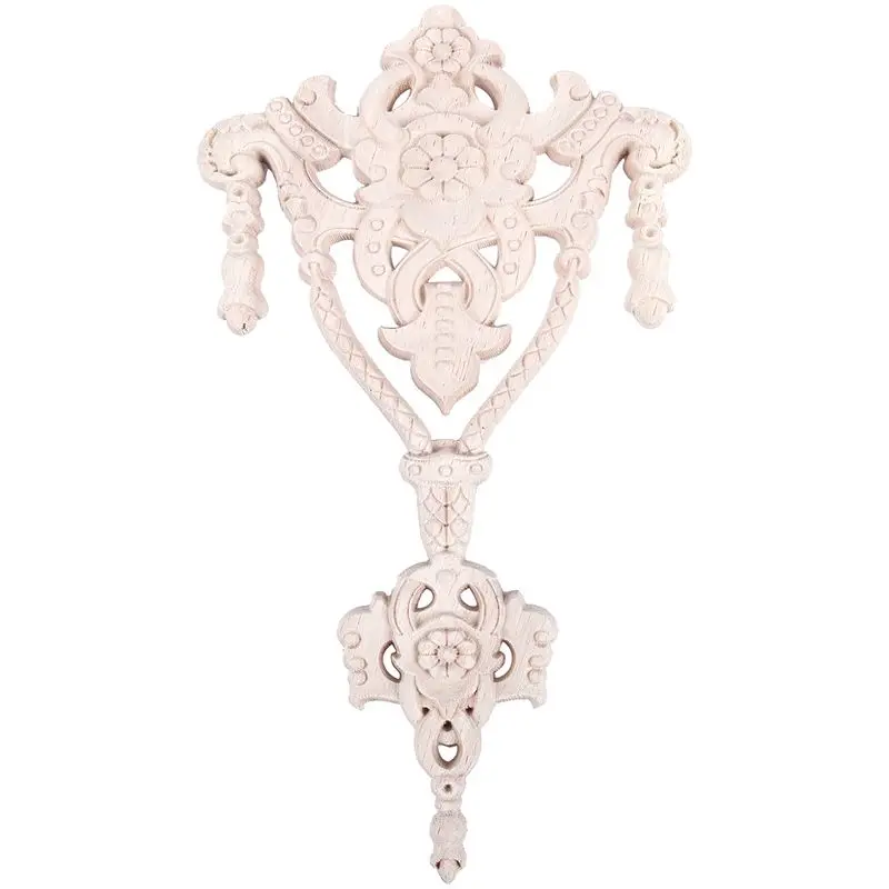 

1X Rubber Wood Carved Applique Vintage Furniture Craft Decor #E