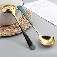 korean stainless steel soup spoon colander long handle thickening soup ladle creative hot pot tablespoons kitchen tableware