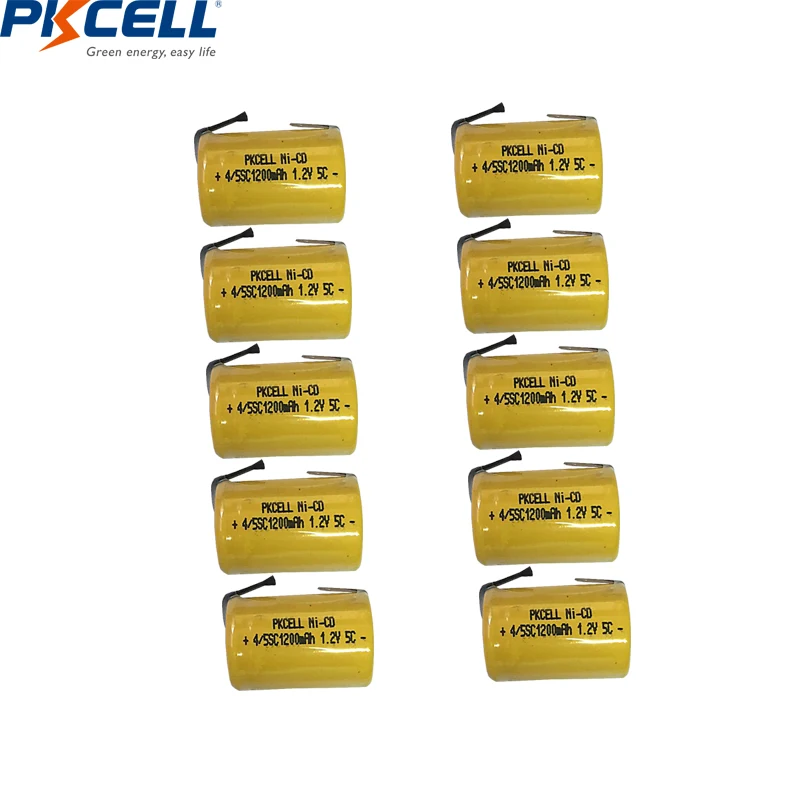 

4/8/10PC PKCELL 4/5 SC Batteries 1.2V NICD Rechargeable Battery with tabs 4/5 SubC 1200mAh batterias high drain for power tools