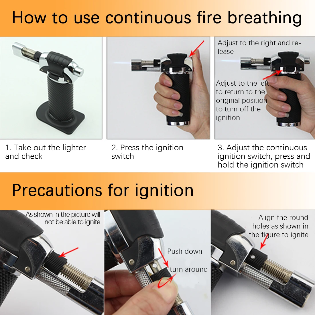 

Barbecue Torch Gas Flame Adjustable Inflatable Spray Gun Butane Lighter Electric Ignition Welding Outdoor Camping