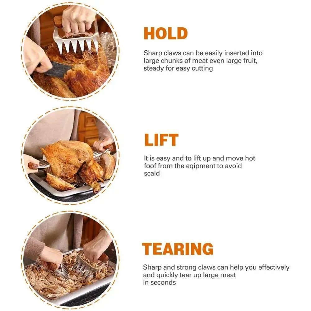 1 шт. Вилка для мяса Шредер когти Нержавеющая сталь барбекю карнитас зажим