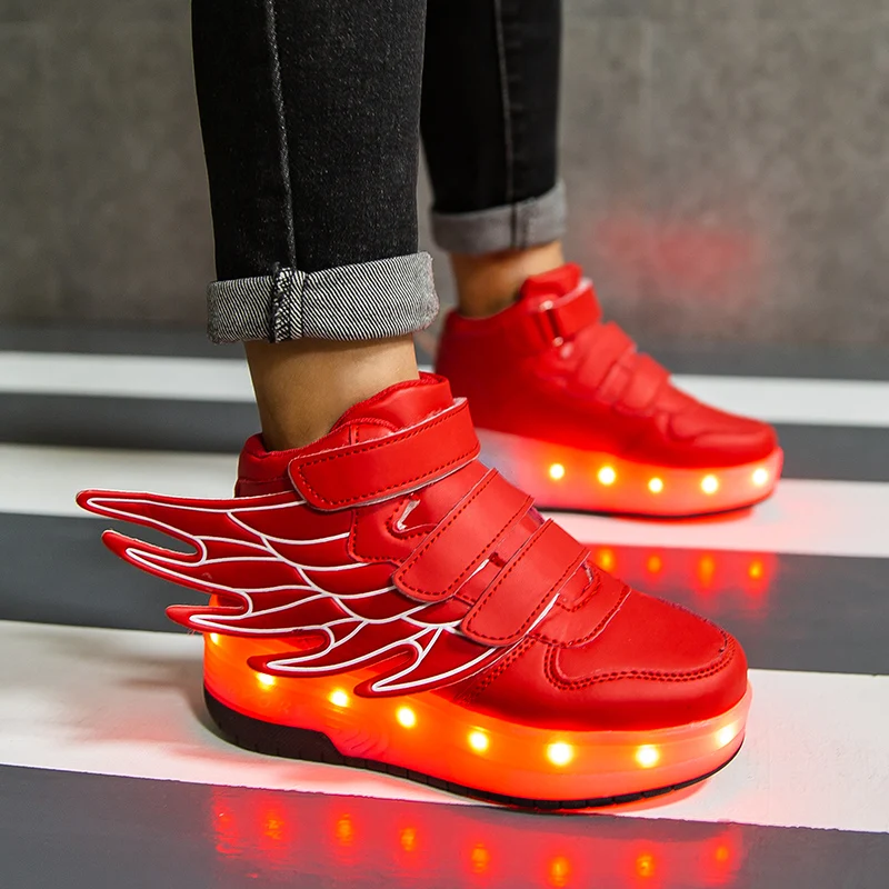 

2020 Sneakers roller shoes With two Wheels USB Led Shoes Kids Girls Children Boys Light Up Luminous Glowing Illuminated