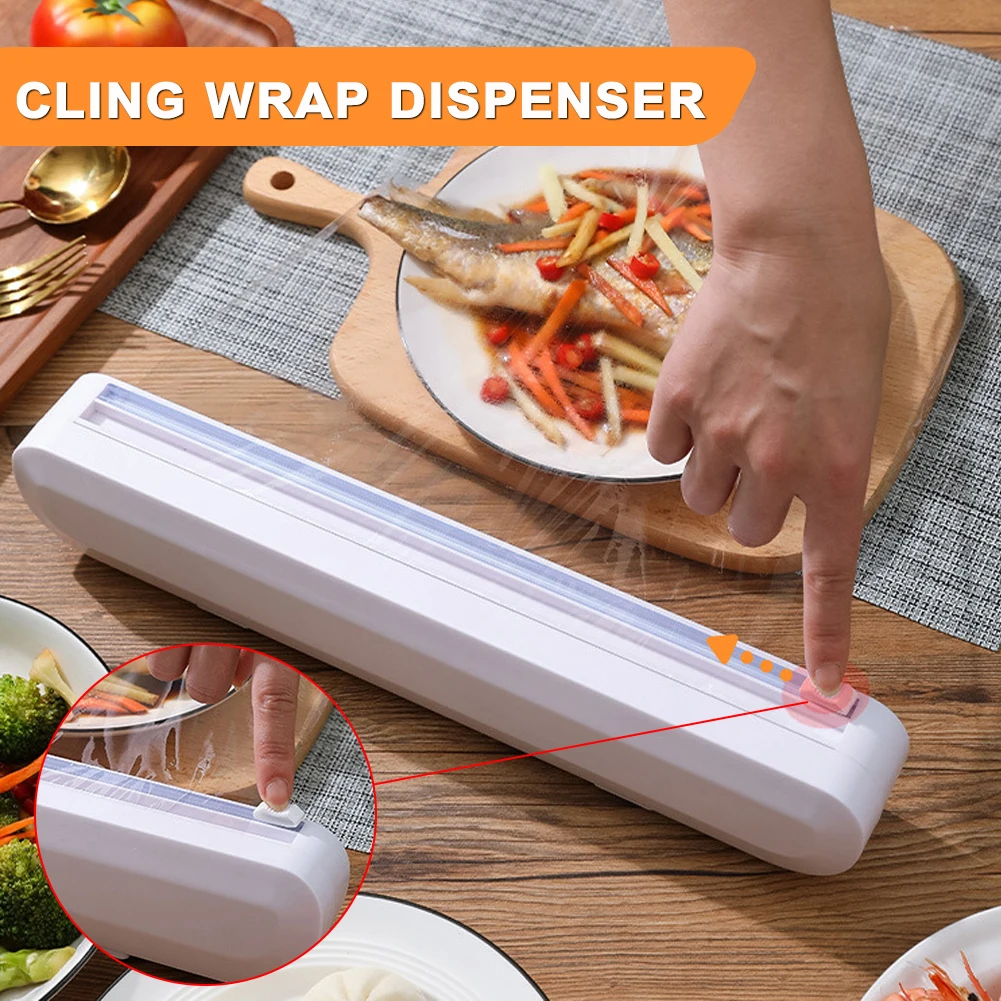 

High Quality Fixing Cling Film Wrap Dispenser Food Wrap Dispenser Cutter Plastic Cutter Storage Holder Kitchen Tool Accessories