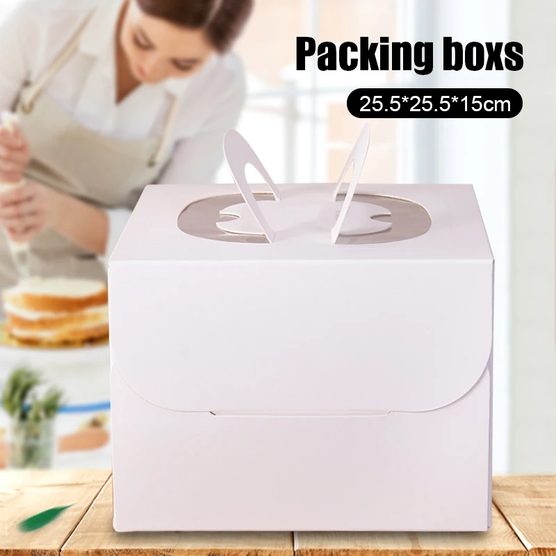 

8 Inch White Baking Box European-Style Cake Food Box Hot Pressing Process DNJ998