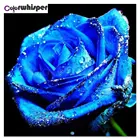 Алмазная живопись, полноразмернаякруглая картина 5D из голубой розы, алмазная вышивка, Набор для вышивки крестиком, мозаика, стразы, Deocr 402