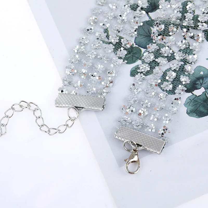 1 шт. Женская мода ожерелье Многослойные с золотыми блестками Воротник из тонкой