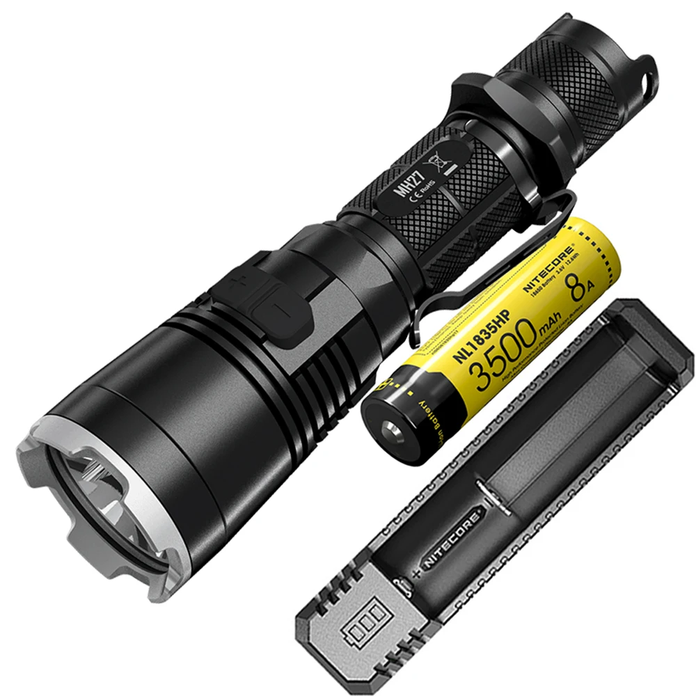 Тактический фонарик NITECORE MH27 яркий красный зеленый синий максимальная дальность