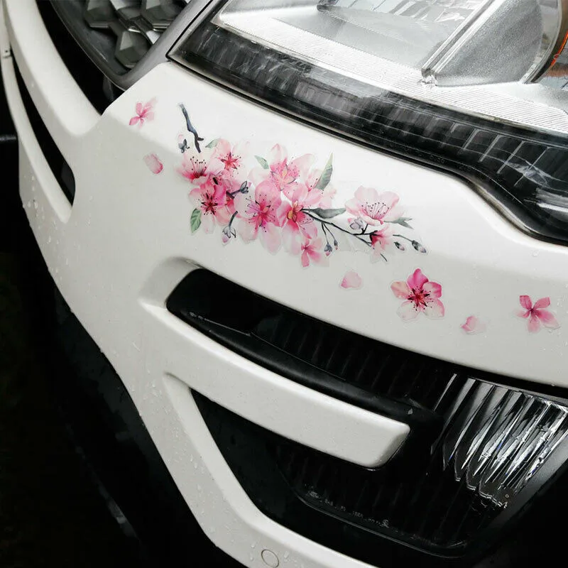 

Cherry Blossom Floral Car Stickers Love Pink Auto Vinyl Deca Bumperl Window Ipad For Women Car Tuning Styling Accessories