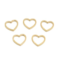 5pcs gold plated stainless steel hollow heart charms pendants connectors for diy jewelry necklaces bracelets making findings