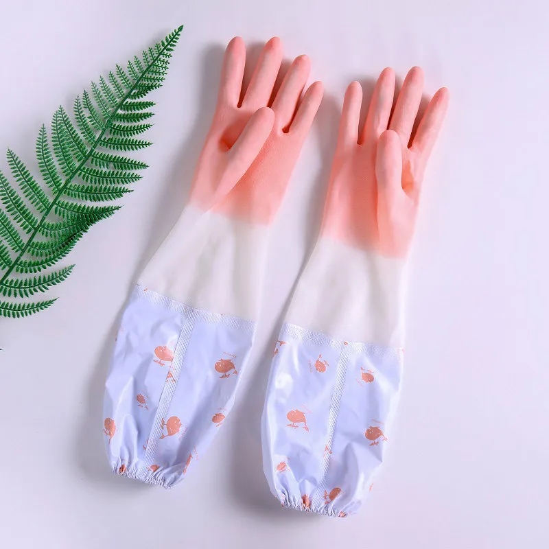 

Warm Plus Velvet Rubber Kitchen Washing Dishes And Housework Gloves WomenS Waterproof Cleaning Gloves Kitchen Accessories