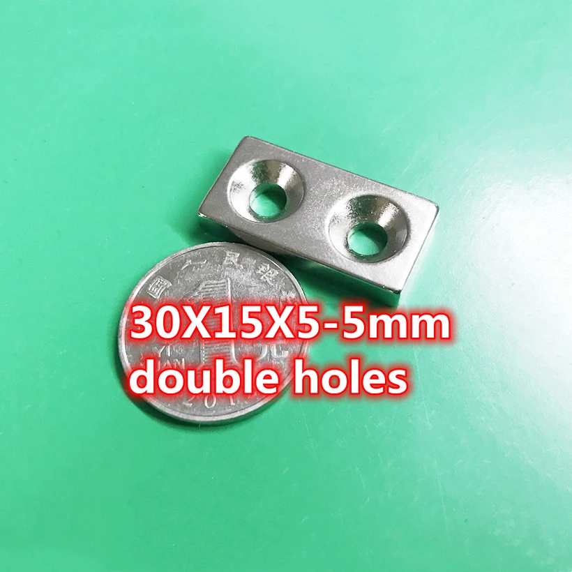 Постоянный неодимовый магнит с двойным отверстием высокопрочный квадратный NdFeB