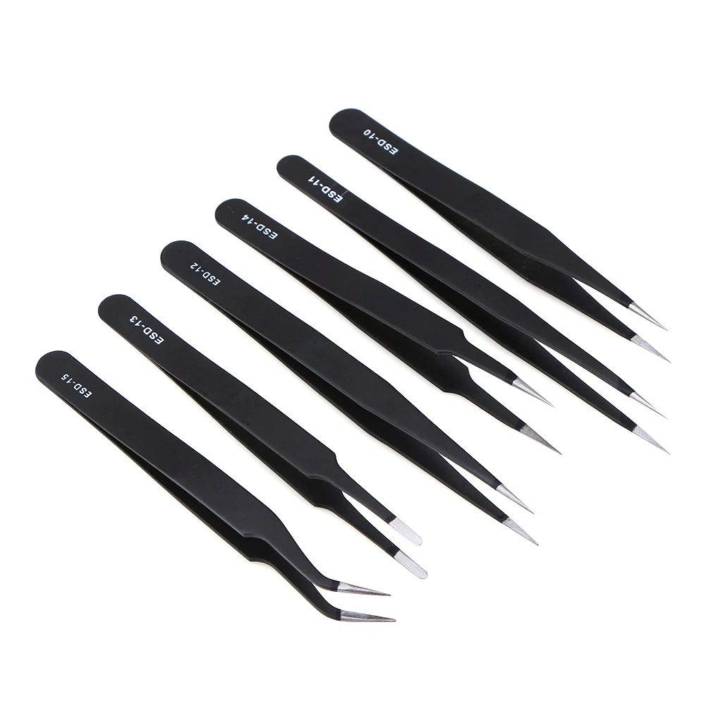 

6pcs Safe Stainless Steel Anti-static Tweezers Maintenance Tool Kits Mobile Cell Phone Repair Refurbished Tool Sets for iPhone