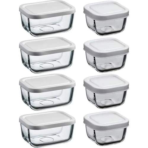 Pasabahce 4 PCs Glass Storage Bowl Set Storage Container refrigerator crisper storage box PP food storage box Storage Containers Glass