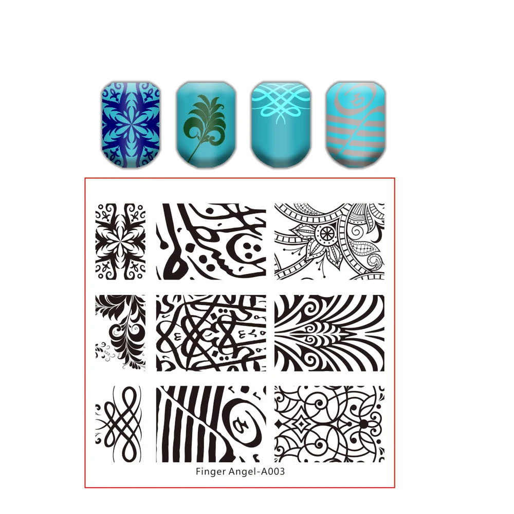 Трафарет для стемпинга ногтей с изображением цветов Листьев кружева бабочки