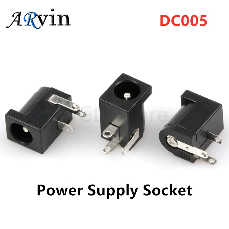 10 шт./лот DC-005 PCB Mount 5 5x2 1/2 мм Женский Разъем питания постоянного тока DC005 черный 5*2 |