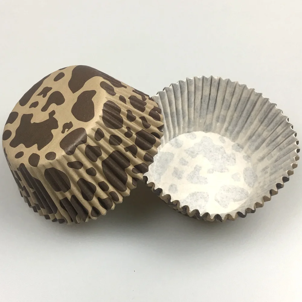 

100x brown zebra/leopard cow camouflage wedding Cupcake Liner muffin cup cake baking mold case 4 birthday party cake decoration