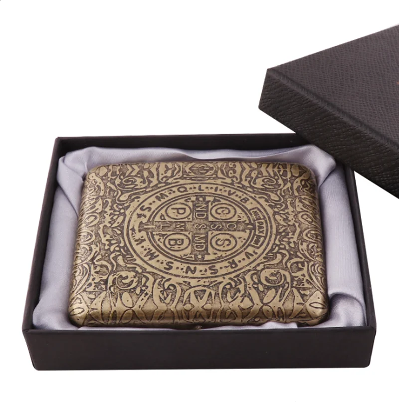 Винтажный чехол для сигарет из чистой бронзы с держателем в подарочной коробке 20