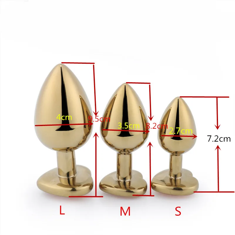 Анальная пробка золотого цвета 3 размера вы можете выбрать интимные игрушки для