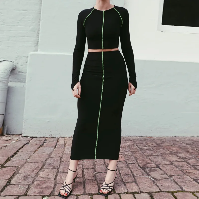 2019 Зимний пуловер и юбка средней длины Женский комплект из 2 предметов Модный