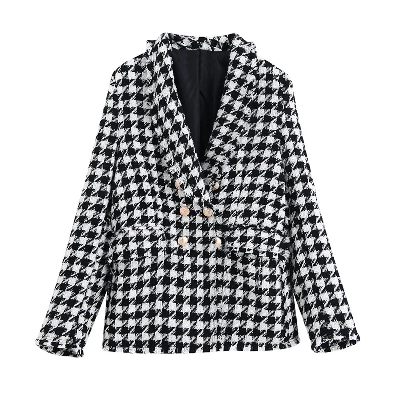 LUZUZI женские твидовые куртки 2020 модные офисные черные пальто с бахромой твида