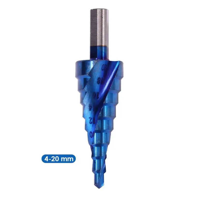 4-20mm HSS спиральное ступенчатое сверло потайное сверло с титановым покрытием для уменьшения трения и нагревания деревообрабатывающий инструмент - Цвет: 4-20mm