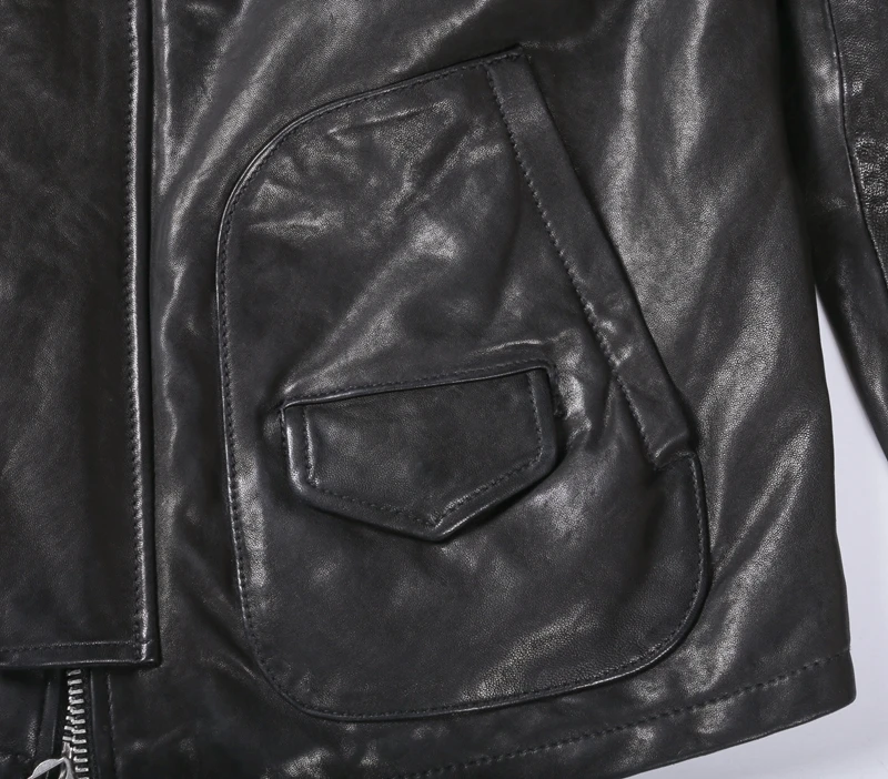 

2021 new arrivals men's Plant tanning sheepskin genuine jacket with pockets turn down collar leather coat men