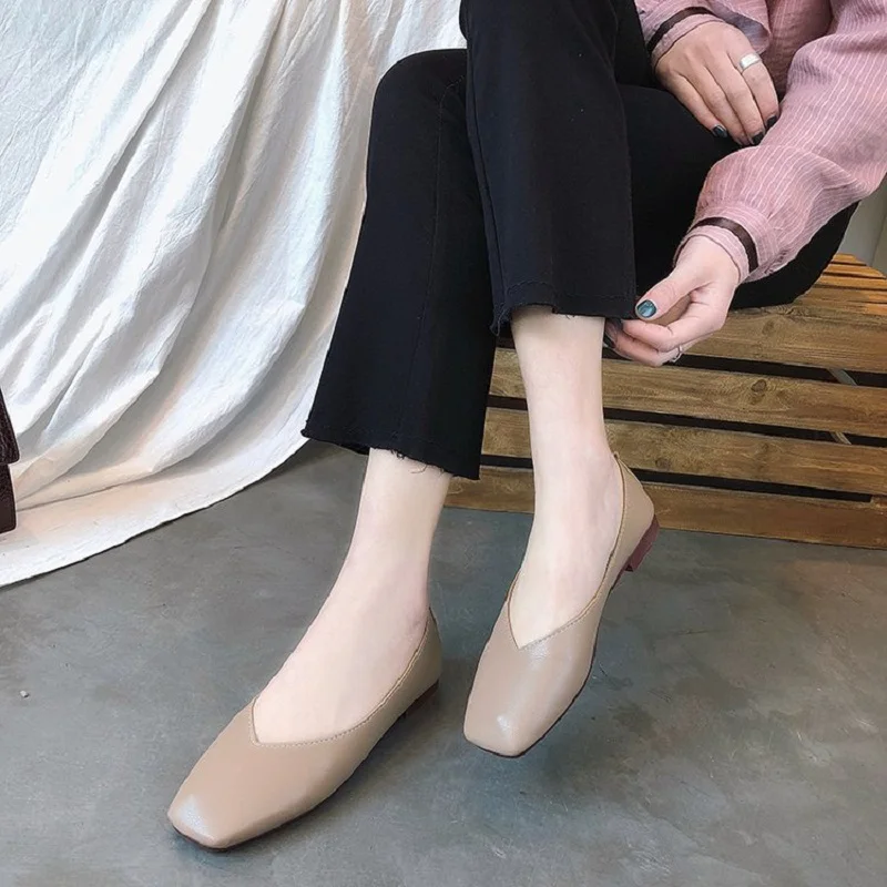 Женские туфли на плоской подошве корейский стиль весна осень 2019|Обувь без