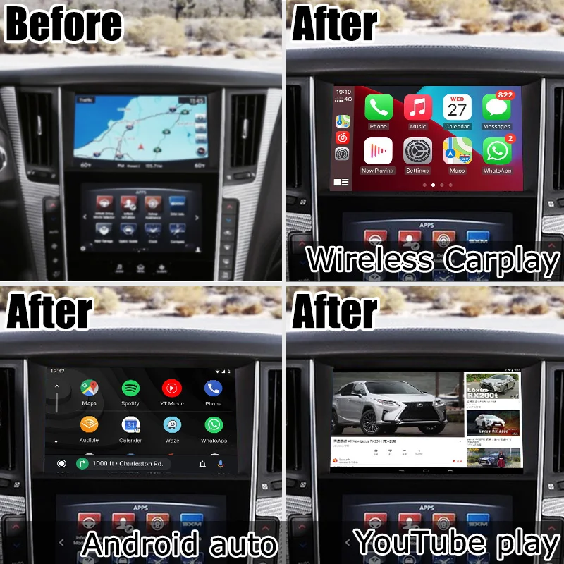 Интерфейс Android / carplay для Infiniti Q50 Q60 видеоинтерфейс с GPS навигацией youtube waze Яндекс. by