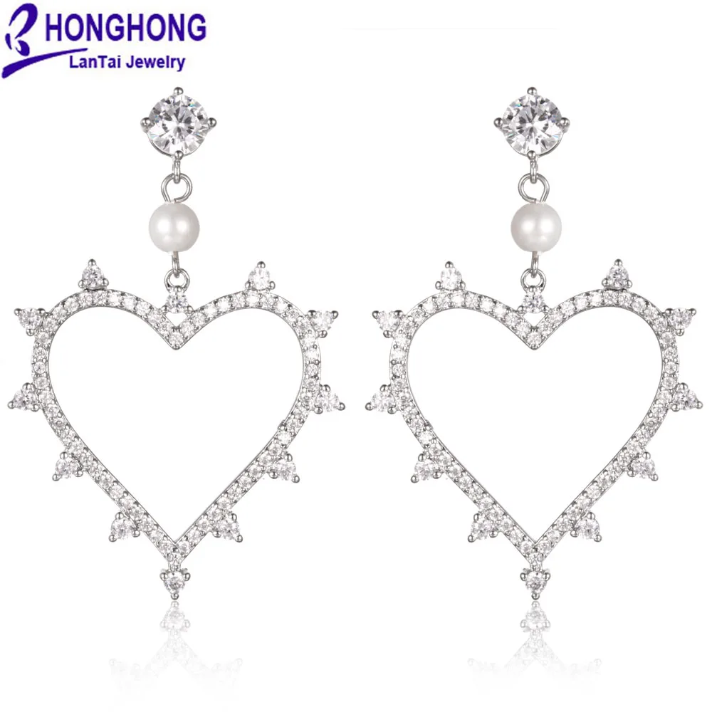 Женские серьги с подвеской в виде сердца из искусственного циркония