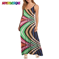 noisydesigns 2021 fashion womens ladies sleeveless summer african kente printed beach casual loose sundress sexy sling dress