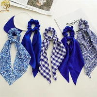 fashion solid color scrunchies long hair rope korean hair ties for women ponytail scarf sweet elastic hair band hair accessories